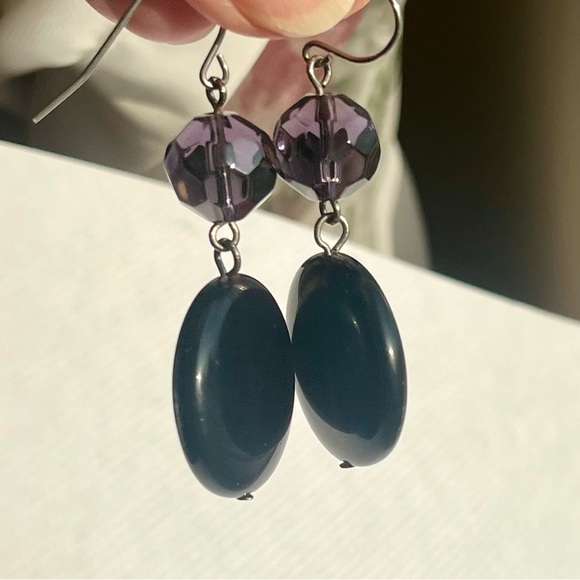 Earrings, (GUC) pierced purple glass jewelry - Picture 10 of 16